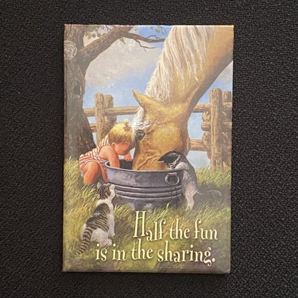 Combo Leanin' Tree Greeting Card/Magnet Horse Cats Child Country Don Crook© VTG - Picture 9 of 11